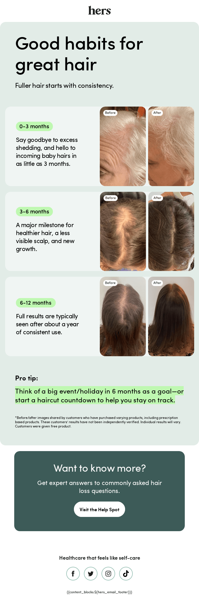 Example of "before and after" emails in B2C